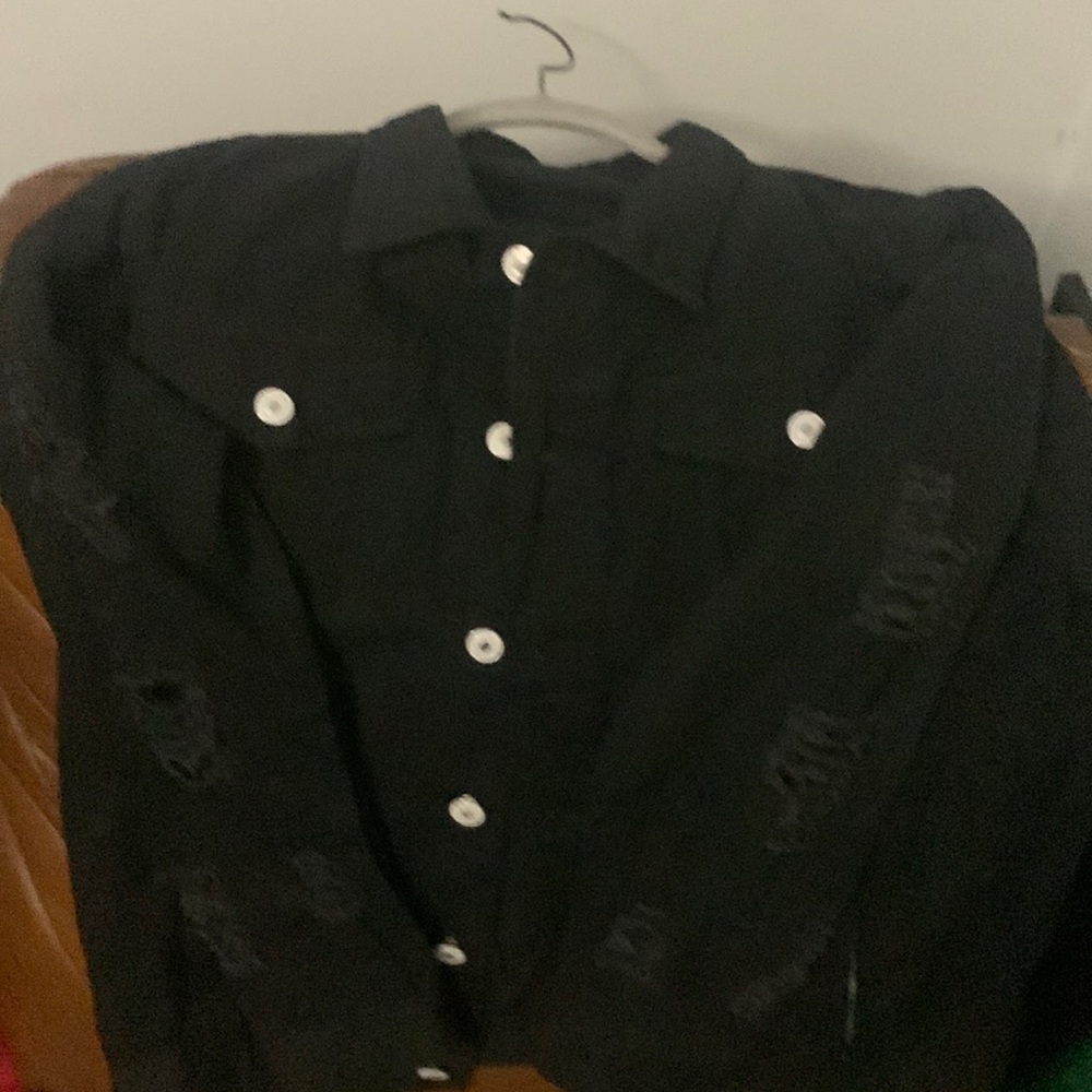 Black denim material jacket